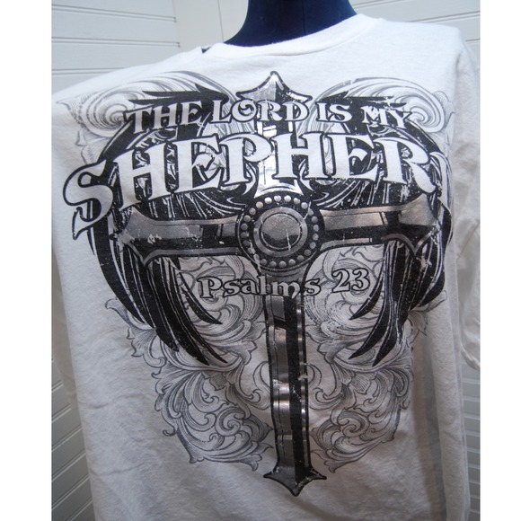 Jesus‎ t-shirt Mens XL The Lord is My Shepherd Psalm 23 Cross VINTAGE Delta - Picture 2 of 9